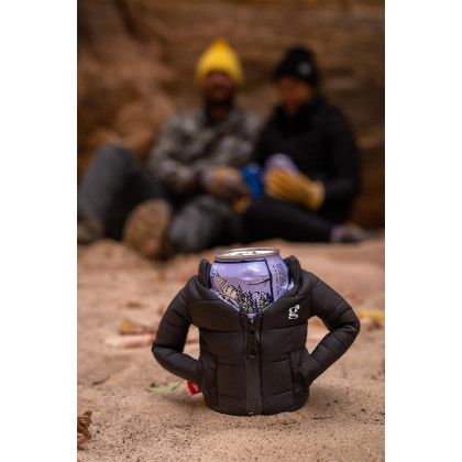 Custom The Puffy Can Cooler, By Puffin Drinkware - Black Lifestyle View Custom The Puffy Can Cooler, By Puffin Drinkware - Black Lifestyle View