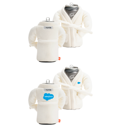 Custom The Spa Can Cooler, By Puffin Drinkware - White Front and Back View Custom The Spa Can Cooler, By Puffin Drinkware - White Front and Back View