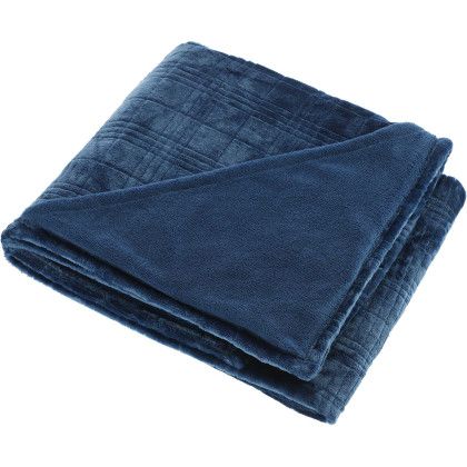Custom Luxury Comfort Flannel Fleece Blanket - Navy Side View Custom Luxury Comfort Flannel Fleece Blanket - Navy Side View