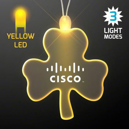 Custom Acrylic Big Shamrock Shape Necklace with Yellow LED Custom Acrylic Big Shamrock Shape Necklace with Yellow LED
