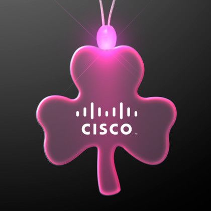 Custom Acrylic Big Shamrock Shape Necklace with Pink LED Custom Acrylic Big Shamrock Shape Necklace with Pink LED