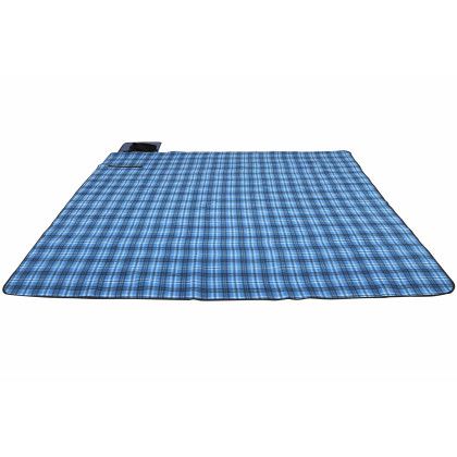 Custom Extra Large Plaid Picnic Blanket - Blue Open View Custom Extra Large Plaid Picnic Blanket - Blue Open View