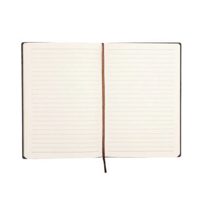 Custom PrimeMark A5 Stripe-Embossed Journal - Brown Open View Custom PrimeMark A5 Stripe-Embossed Journal - Brown Open View