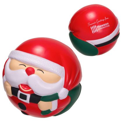 Custom Santa Claus Ball Stress Reliever - Red with Green with White