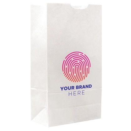 Custom One Color 1-Sided SOS White Paper Bags - 4.25" x 8.1875" x 2.375" Custom One Color 1-Sided SOS White Paper Bags - 4.25" x 8.1875" x 2.375"