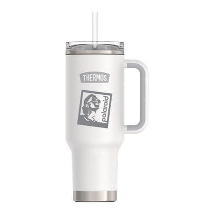 Custom Thermos 40 oz Stainless Steel Cup Holder Mug - White Custom Thermos 40 oz Stainless Steel Cup Holder Mug - White