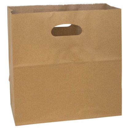 Custom 11 x 11 x 6 Full Color Natural Kraft Paper Take Out Bag - Back View Custom 11 x 11 x 6 Full Color Natural Kraft Paper Take Out Bag - Back View