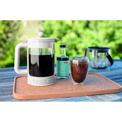 Custom Bodum Bean Cold Brew Coffee Maker 51 oz - White Lifestyle View Custom Bodum Bean Cold Brew Coffee Maker 51 oz - White Lifestyle View