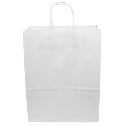 Custom Full Color 1-Sided White Paper Handled Shopper Bag - 10" x 13" x 5" - Back View Custom Full Color 1-Sided White Paper Handled Shopper Bag - 10" x 13" x 5" - Back View