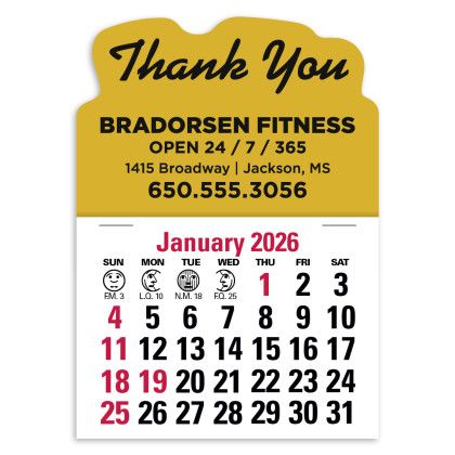 Custom Press-N-Stick Calendar - Thank You Custom Press-N-Stick Calendar - Thank You