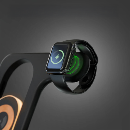 Custom HyperGear PowerFold X-Ray 4-in-1 Foldable Wireless Charging Stand with 15W Wireless Fast Charge - Black 