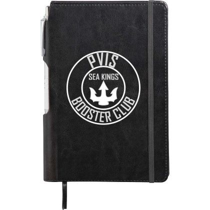 Custom 6" x 8.5" FSC Mix Viola Bound Notebook with Pen - Black Custom 6" x 8.5" FSC Mix Viola Bound Notebook with Pen - Black