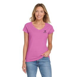 Custom Gildan Softstyle Women's Fit V-Neck T-Shirt - Azalea Custom Gildan Softstyle Women's Fit V-Neck T-Shirt - Azalea