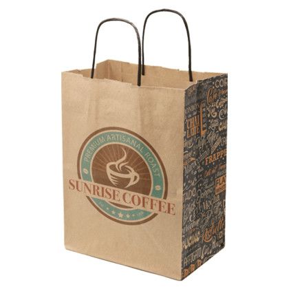 Custom 8.5" x 10.25" x 5" Full Color Natural Color Choice Handle Shopper - Side View 