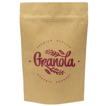 Custom One Color Stand Up Kraft with Clear Back Pouch - 6" x 9" x 3"