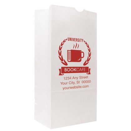 Custom One Color 1-Sided SOS White Paper Bags - 6.25" x 12.5" x 3.8125" Custom One Color 1-Sided SOS White Paper Bags - 6.25" x 12.5" x 3.8125"