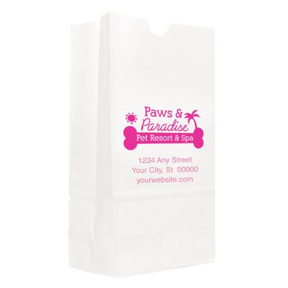 Custom One Color 1-Sided SOS White Paper Bags - 6" x 11.0625" x 3.625" Custom One Color 1-Sided SOS White Paper Bags - 6" x 11.0625" x 3.625"