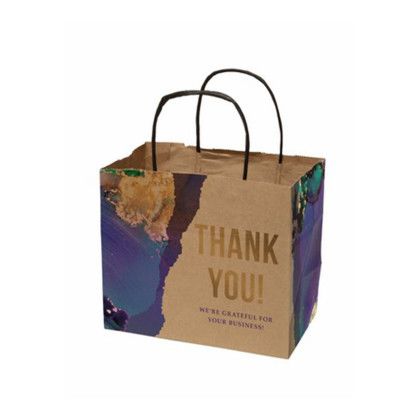 Custom 8.5" x 7.25" x 5" Full Color Natural Color Choice Handle Shopper - Side View 