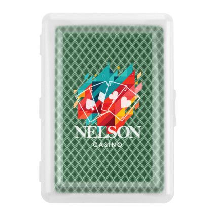 Personalized Playing Cards in Cases | Playing Card Promotional Products - Green Personalized Playing Cards in Cases | Playing Card Promotional Products - Green