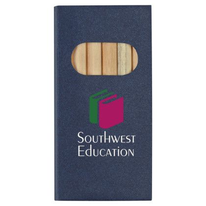 6 Piece Colored Pencil Set with Imprint -Blue 6 Piece Colored Pencil Set with Imprint -Blue