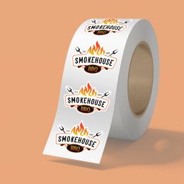 Custom 2" x 1" BOPP stickers on roll - 3.5 mil Custom 2" x 1" BOPP stickers on roll - 3.5 mil