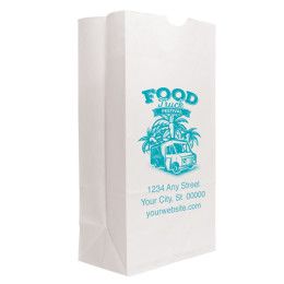 Custom One Color 1-Sided SOS White Paper Bags - 7.125" x 13.9375" x 4.375" Custom One Color 1-Sided SOS White Paper Bags - 7.125" x 13.9375" x 4.375"