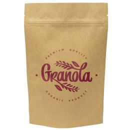 Custom One Color Stand Up Kraft with Clear Back Pouch - 6" x 9" x 3" Custom One Color Stand Up Kraft with Clear Back Pouch - 6" x 9" x 3"