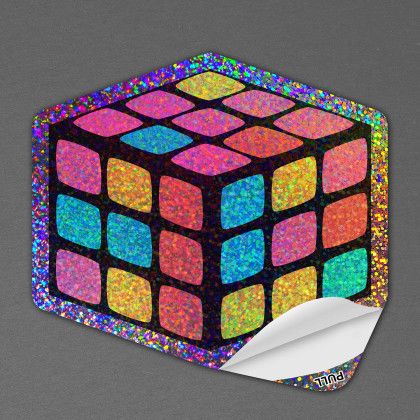 Custom 5" x 4" Vinyl Die Cut Glitter Sticker with pull tab 6 mil