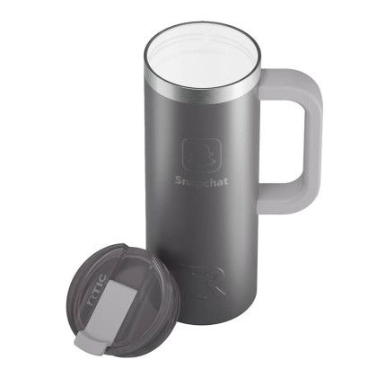 Custom RTIC Road Trip 20 oz Travel Mug (Ceramic Lining) - Graphite Open Cap View 
