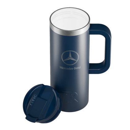 Custom RTIC Road Trip 20 oz Travel Mug (Ceramic Lining) - Navy Open Cap View 