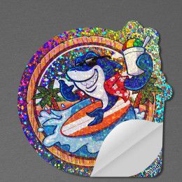 Custom 3" x 3" Vinyl Die Cut Glitter Sticker with pull tab 6 mil