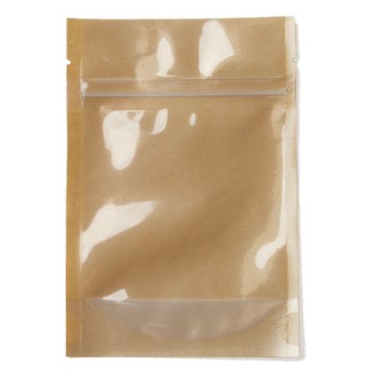 Custom One Color Stand Up Kraft Pouch with Clear Back - 5" x 8" x 2.5" - Back View 