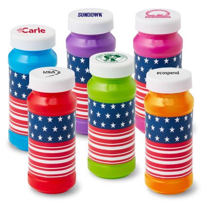 Custom 4 oz. Patriotic Bubbles Imprinted on Cap - All Colors 