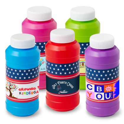 Custom 8 oz. Patriotic Bubbles with Full-Color Digital Label - All Colors Custom 8 oz. Patriotic Bubbles with Full-Color Digital Label - All Colors