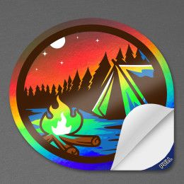 Custom 4" x 4" Vinyl Die Cut Holographic Sticker with pull tab 6 mil