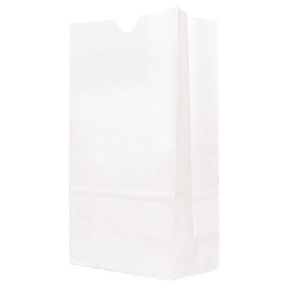 Custom One Color 1-Sided SOS White Paper Bags - 6" x 11.0625" x 3.625" - Back View 
