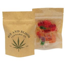 Custom Full Color Stand Up Kraft Pouch w/Clear Back - 4" x 6" x 2" Custom Full Color Stand Up Kraft Pouch w/Clear Back - 4" x 6" x 2"