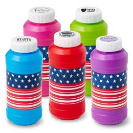 Custom 8 oz. Patriotic Bubbles Imprinted on Cap