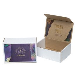 Custom Full Color White Display Mailer Box w/2 Sided Imprint - 10" x 7" x 4"