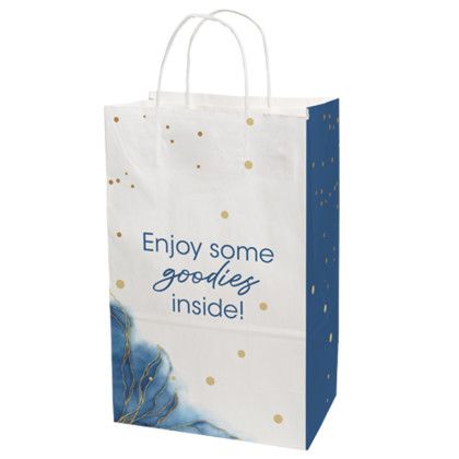 Custom 8.5" x 13.375" x 5" Full Color White Handle Shopper - Side View 