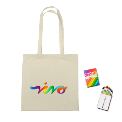 Custom Custom Canvas Coloring Tote Bag & Crayon Set