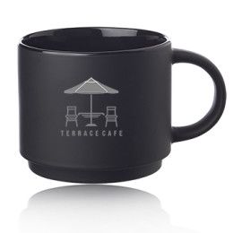 Custom 14 oz. Stackable Ceramic Mugs - Black