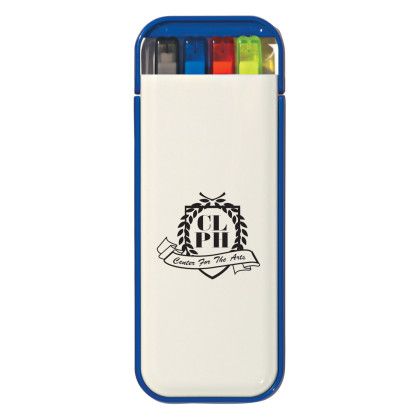 Custom 4-In-1 Writing Set - White With Blue