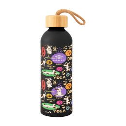 Custom 25 Oz. Full Color Blaire Recycled Aluminum Bottle With Bamboo Lid - Black