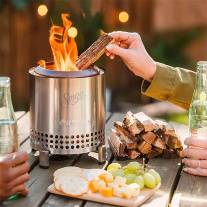 Custom Solo Stove Mesa XL Tabletop Smokeless Fire Pit - Silver Lifestyle View Custom Solo Stove Mesa XL Tabletop Smokeless Fire Pit - Silver Lifestyle View