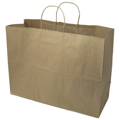 Custom One Color 1-Sided Natural Handle Shopper Paper Bag - 16" x 12" x 6" - Back View 