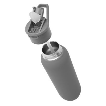 Custom 20 Oz. Hydrus Recycled Stainless Steel Bottle - Gray Open Cap View Custom 20 Oz. Hydrus Recycled Stainless Steel Bottle - Gray Open Cap View