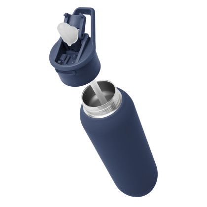 Custom 20 Oz. Hydrus Recycled Stainless Steel Bottle - Navy Open Cap View Custom 20 Oz. Hydrus Recycled Stainless Steel Bottle - Navy Open Cap View