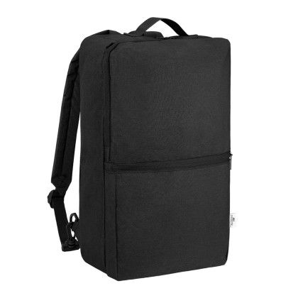 Custom Sophie 3-In-1 Convertible RPET Backpack - Heathered Black Side View 