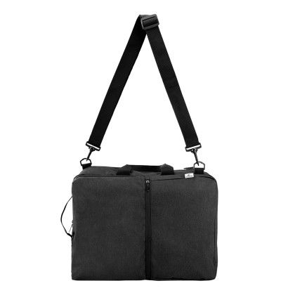 Custom Sophie 3-In-1 Convertible RPET Backpack - Heathered Black Handle View 